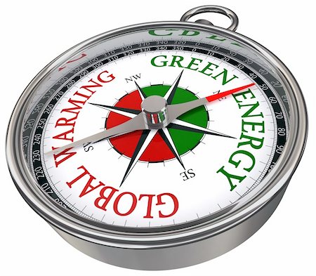 recycle energy conservation - green energy vs global warming concept compass with red and green letters isolated on white background Stock Photo - Budget Royalty-Free & Subscription, Code: 400-05708212