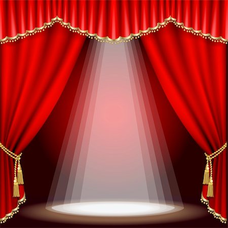 simsearch:400-04403800,k - Theater stage  with red curtain. Clipping Mask. Mesh. Photographie de stock - Aubaine LD & Abonnement, Code: 400-05708780