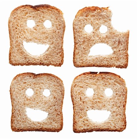 sliced white bread - Safety and insurance concept with smiling and sad bread slices - isolated Stock Photo - Budget Royalty-Free & Subscription, Code: 400-05708817