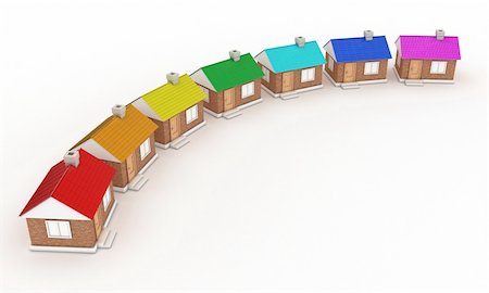 Illustration of seven houses with colour of a rainbow Stock Photo - Budget Royalty-Free & Subscription, Code: 400-05708944