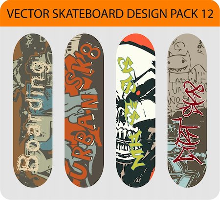 simsearch:400-04644391,k - Vector pack of 4 skateboard designs full editable eps10 format. Stock Photo - Budget Royalty-Free & Subscription, Code: 400-05709185