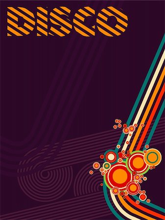 retro disco lines with floral ornaments and abstract circles   - vector version also available and can be scaled to any size without loose of resolution Stockbilder - Microstock & Abonnement, Bildnummer: 400-05709182