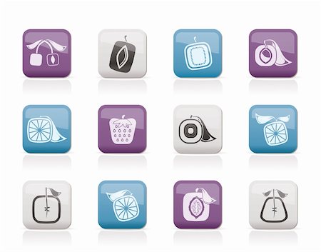 simsearch:400-05906235,k - Abstract square fruit icons - vector icon set Stock Photo - Budget Royalty-Free & Subscription, Code: 400-05709366