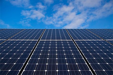 Solar panels against blue sky Stock Photo - Budget Royalty-Free & Subscription, Code: 400-05709583