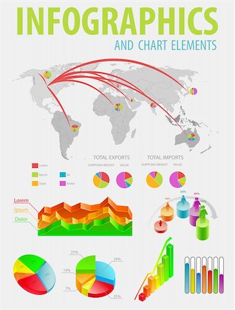 Infographic set with colorful charts. Vector illustration Stock Photo - Budget Royalty-Free & Subscription, Code: 400-05709779