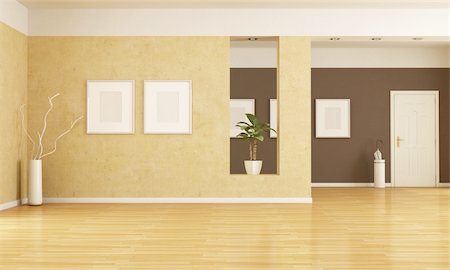 empty home entrance and living room - rendering Stockbilder - Microstock & Abonnement, Bildnummer: 400-05700728