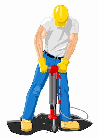 Comic illustration of a man drilling Stock Photo - Budget Royalty-Free & Subscription, Code: 400-05700734