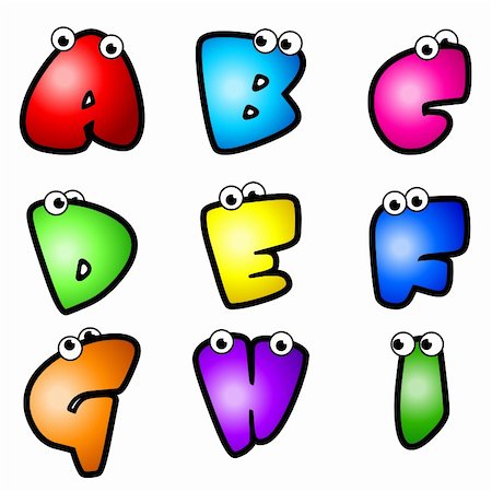 simsearch:400-08793224,k - A set of cartoon font type, letter A to I Photographie de stock - Aubaine LD & Abonnement, Code: 400-05700736