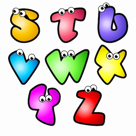 A set of cartoon font type, letter S to Z Foto de stock - Super Valor sin royalties y Suscripción, Código: 400-05700738