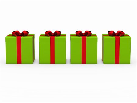 simsearch:400-06408037,k - 3d gift box series green red ribbon Photographie de stock - Aubaine LD & Abonnement, Code: 400-05700795