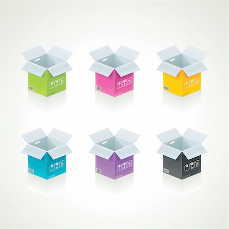 storage icon - Set of detailed icons representing open color boxes Stock Photo - Budget Royalty-Free & Subscription, Code: 400-05700947