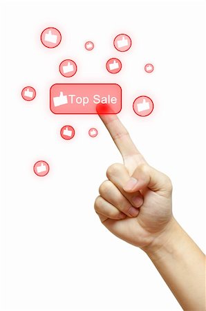 simsearch:400-05700994,k - well shape hand pressing on Top sale button, best for doing a promotion Stock Photo - Budget Royalty-Free & Subscription, Code: 400-05700996