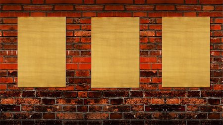 simsearch:400-04863695,k - old blank papers on the brick background Photographie de stock - Aubaine LD & Abonnement, Code: 400-05700992