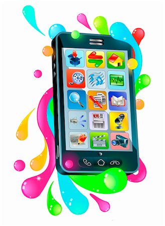 simsearch:400-04843851,k - Funky modern mobile phone smartphone jelly bubble concept Stockbilder - Microstock & Abonnement, Bildnummer: 400-05701016