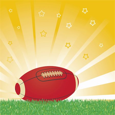 American football ball on field and shiny background Fotografie stock - Microstock e Abbonamento, Codice: 400-05701081
