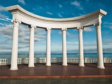 Ancient Greek columns against a blue sky and sea Stock Photo - Budget Royalty-Free & Subscription, Code: 400-05701137