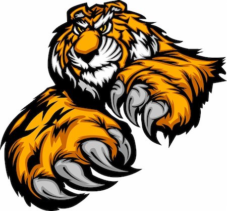 Tiger Mascot Reaching with Claws and Paws Vector Image Stock Photo - Budget Royalty-Free & Subscription, Code: 400-05701225