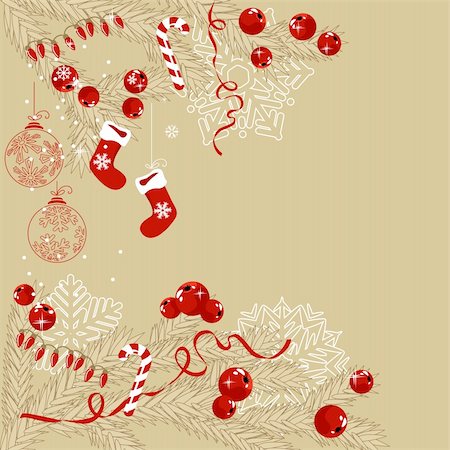 Beige background with traditional Christmas symbols Stock Photo - Budget Royalty-Free & Subscription, Code: 400-05701293