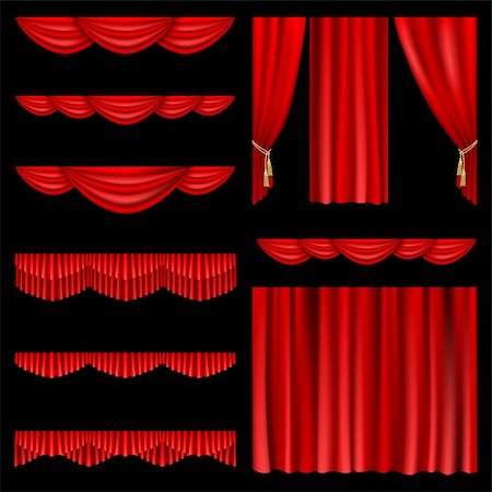 red theatre nobody - Set of red curtains to theater stage. Mesh. Stock Photo - Budget Royalty-Free & Subscription, Code: 400-05701385