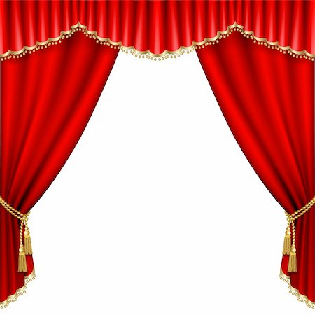 Theater stage  with red curtain. Isolated on white. Stock Photo - Budget Royalty-Free & Subscription, Code: 400-05701386