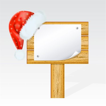 Christmas billboard with a hat of Santa Claus . Mesh. Stock Photo - Budget Royalty-Free & Subscription, Code: 400-05701415