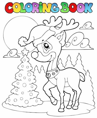reindeer clip art - Coloring book Christmas deer 1 - vector illustration. Stock Photo - Budget Royalty-Free & Subscription, Code: 400-05701445