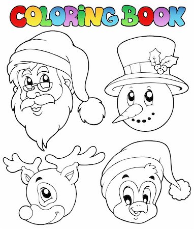 reindeer clip art - Coloring book Christmas topic 8 - vector illustration. Stock Photo - Budget Royalty-Free & Subscription, Code: 400-05701446