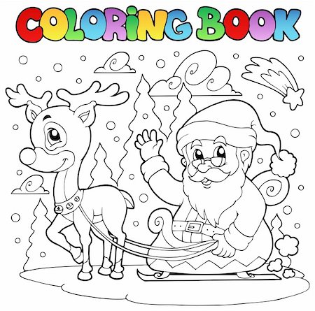 simsearch:400-07896754,k - Coloring book Santa Claus theme 4 - vector illustration. Photographie de stock - Aubaine LD & Abonnement, Code: 400-05701450