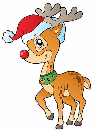 reindeer clip art - Deer with Christmas cap 1 - vector illustration. Stock Photo - Budget Royalty-Free & Subscription, Code: 400-05701453