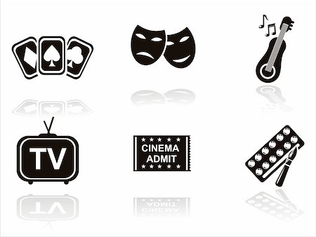 set of 6 black entertainment icons Stock Photo - Budget Royalty-Free & Subscription, Code: 400-05701534
