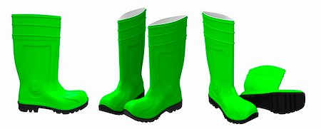 simsearch:400-05327098,k - 3d render of  green rubber boots on a white background Stock Photo - Budget Royalty-Free & Subscription, Code: 400-05701597