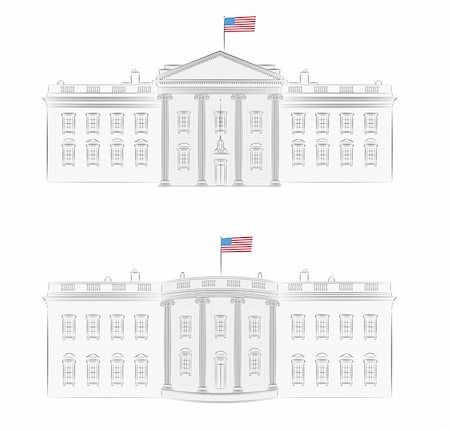 White House - detailed vector illustration of front and back, with american flag Stock Photo - Budget Royalty-Free & Subscription, Code: 400-05701849