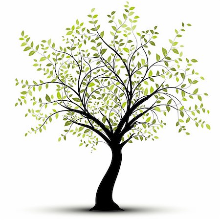 simsearch:400-05704843,k - Green vector tree over white background Stockbilder - Microstock & Abonnement, Bildnummer: 400-05702490