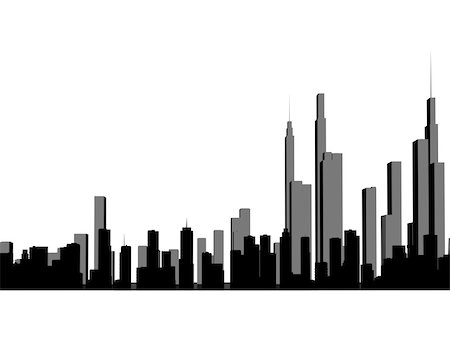 simsearch:400-08431430,k - Black and grey skyline on a white background Photographie de stock - Aubaine LD & Abonnement, Code: 400-05702931