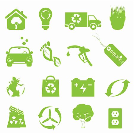 Recycling and clean environment icon set in green Stock Photo - Budget Royalty-Free & Subscription, Code: 400-05703079