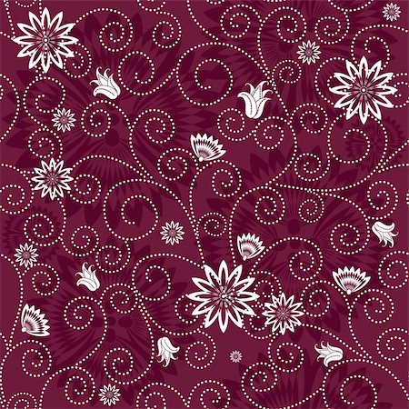 simsearch:400-04589437,k - Purple effortless floral pattern with white flowers (vector) Photographie de stock - Aubaine LD & Abonnement, Code: 400-05703429