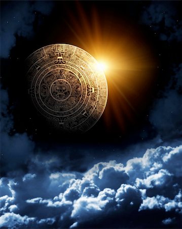 prophecy - Vertical background with Maya calendar and space cloud Stock Photo - Budget Royalty-Free & Subscription, Code: 400-05703878