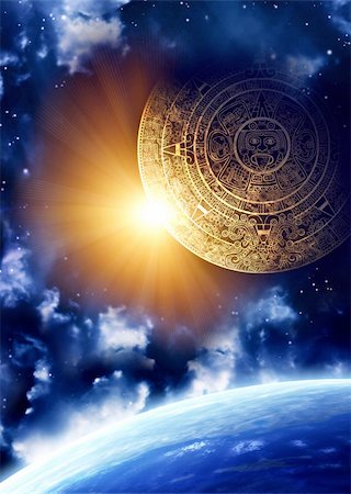 prophecy - Vertical background with Maya calendar and Earth Stock Photo - Budget Royalty-Free & Subscription, Code: 400-05703873