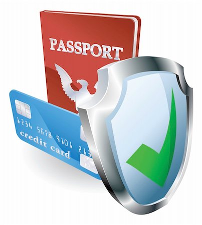 proof - Personal identity documents with shield icon indicating they are protected, safe, secure or insured. Stock Photo - Budget Royalty-Free & Subscription, Code: 400-05714131