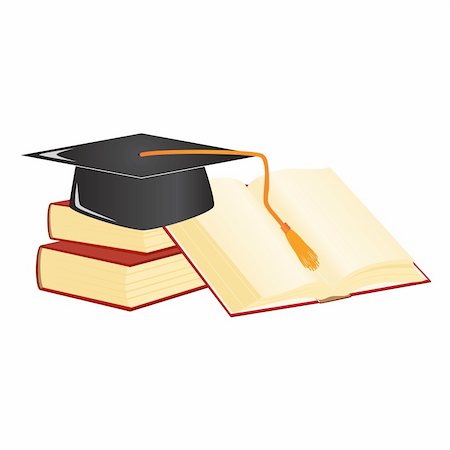 schlau - Graduation mortar on top of books. Vector illustration. Stock Photo - Budget Royalty-Free & Subscription, Code: 400-05714446