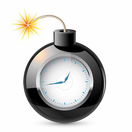 simsearch:400-06744898,k - Clock in a bomb. Illustration on white background Stock Photo - Budget Royalty-Free & Subscription, Code: 400-05714485
