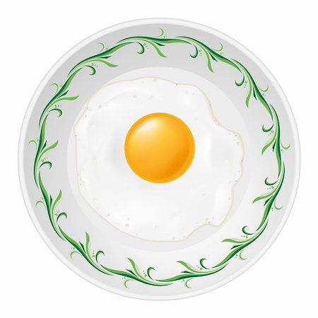 Fried egg on plate. Illustration on white background Stock Photo - Budget Royalty-Free & Subscription, Code: 400-05714493