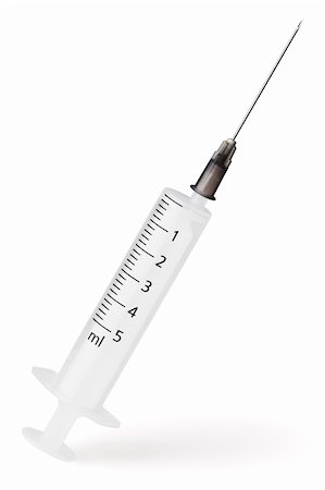 Plastic medical syringe isolated on white background Stock Photo - Budget Royalty-Free & Subscription, Code: 400-05714503