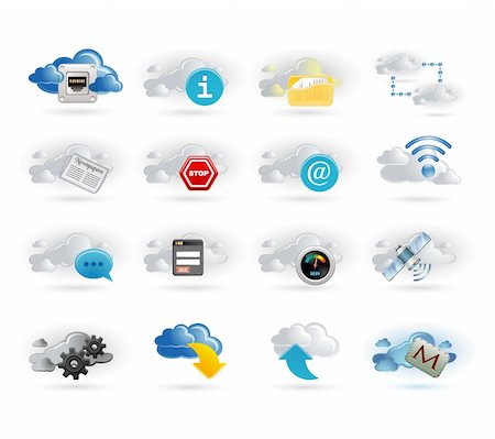 download - cloud network icon set Stock Photo - Budget Royalty-Free & Subscription, Code: 400-05714554