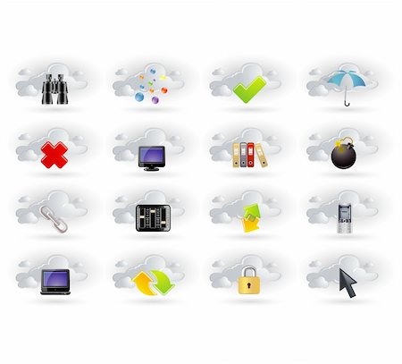 sharing umbrella - cloud network icons set Stock Photo - Budget Royalty-Free & Subscription, Code: 400-05714555