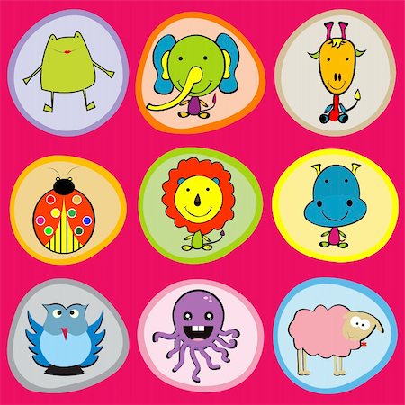 Cute animals icons for children Stock Photo - Budget Royalty-Free & Subscription, Code: 400-05714612