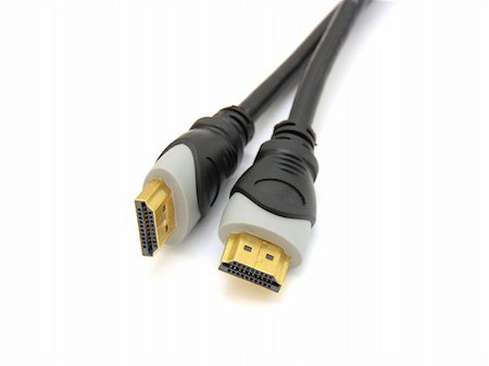 Professional Golden HDMI cable on white background Stock Photo - Budget Royalty-Free & Subscription, Code: 400-05714695