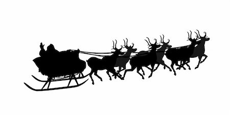 santa silhouette - Santa Claus on sledge overwhite Stock Photo - Budget Royalty-Free & Subscription, Code: 400-05714944