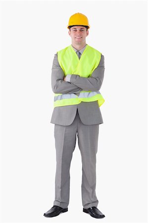 engineer background - Portrait of a builder against a white background Stock Photo - Budget Royalty-Free & Subscription, Code: 400-05714940