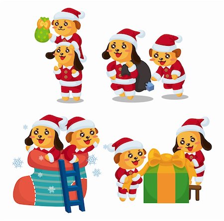 dog christmas background - cute cartoon Christmas Holiday,animal  santa, Stock Photo - Budget Royalty-Free & Subscription, Code: 400-05715085